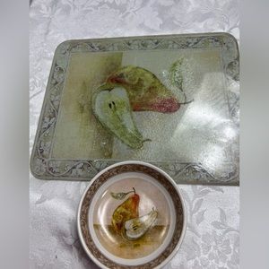 Cypress Home Appetizer Set w/Glass Tray and oil dipping dish use as a tray too